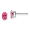 14k White Gold 6x4mm Oval Pink Spinel Post Earrings