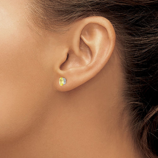 14k Oval Gemstone Earrings. -B Styles