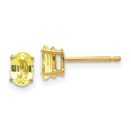 14k Oval Gemstone Earrings. -B Styles
