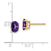 14k 7x5mm Oval Checker-cut Amethyst Post Earrings