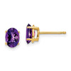 14k 7x5mm Oval Checker-cut Amethyst Post Earrings