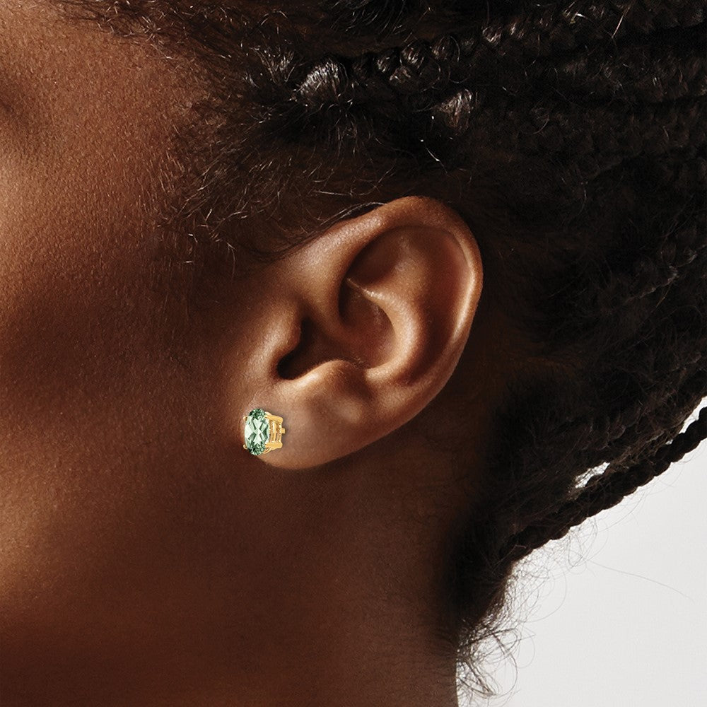 14k 7x5mm Oval Green Quartz Post Earrings