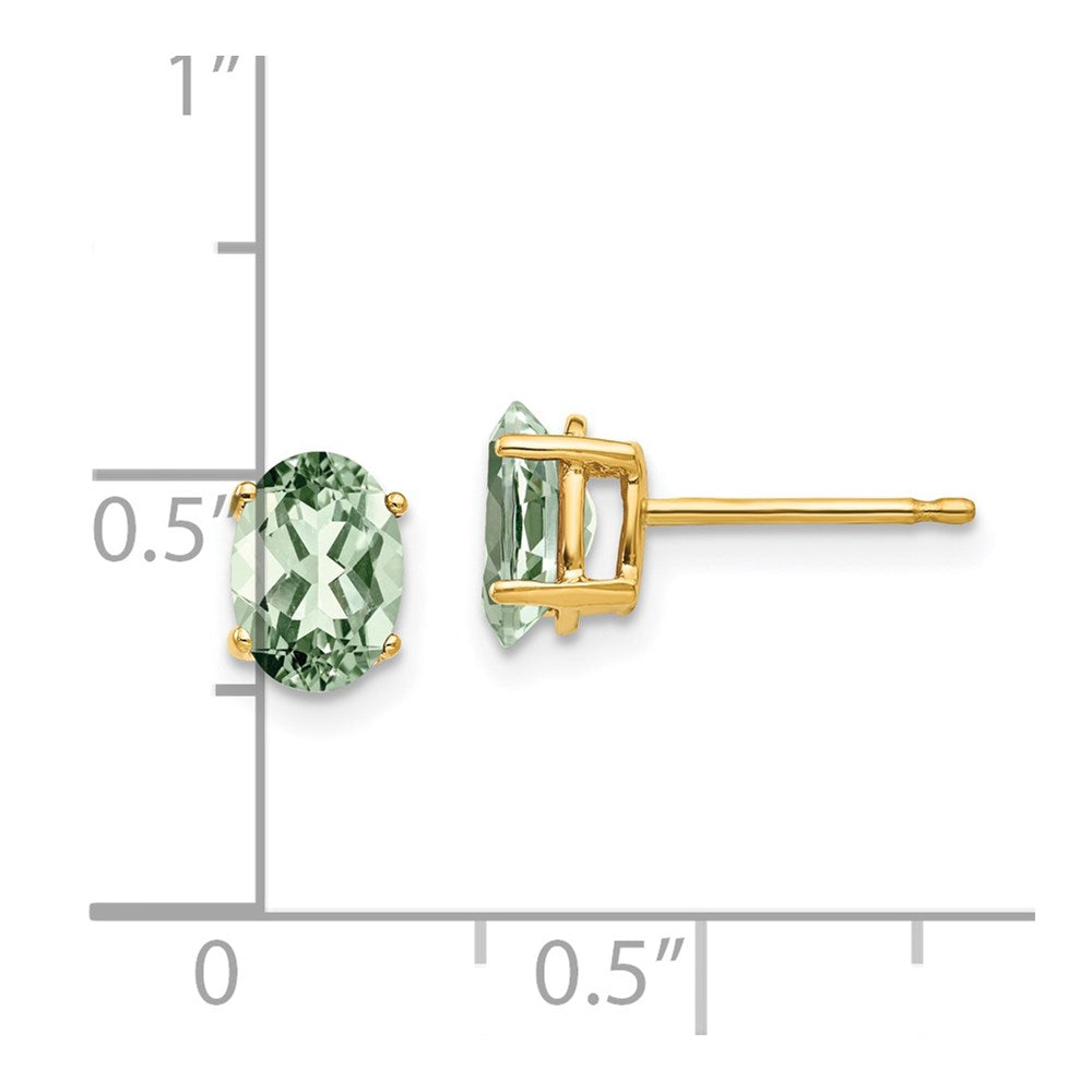 14k 7x5mm Oval Green Quartz Post Earrings