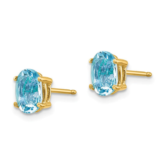 14k Oval Gemstone Earrings. -B Styles