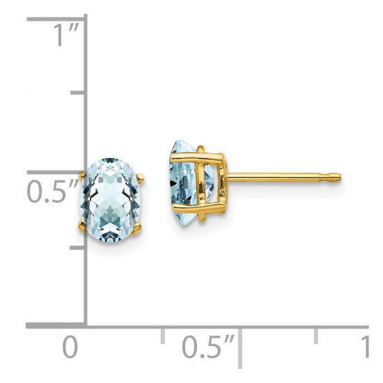 14k Oval Gemstone Earrings. -B Styles