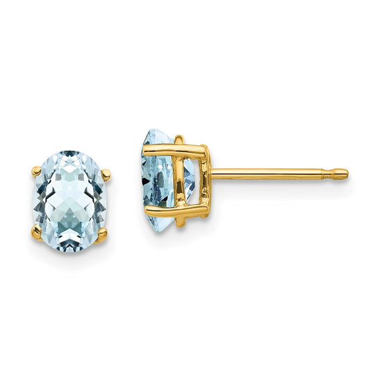 14k Oval Gemstone Earrings. -B Styles
