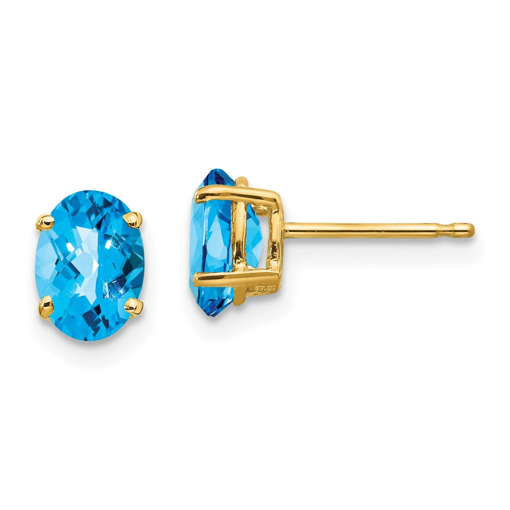 14k Oval Gemstone earring