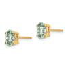 14k 7x5mm Oval Checker-Cut Green Quartz Post Earrings
