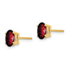 14k 7x5mm Oval Checker-cut Garnet Post Earrings