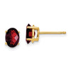 14k 7x5mm Oval Checker-cut Garnet Post Earrings