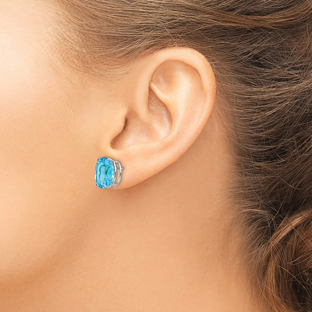 14k Oval Gemstone Earrings. -B Styles