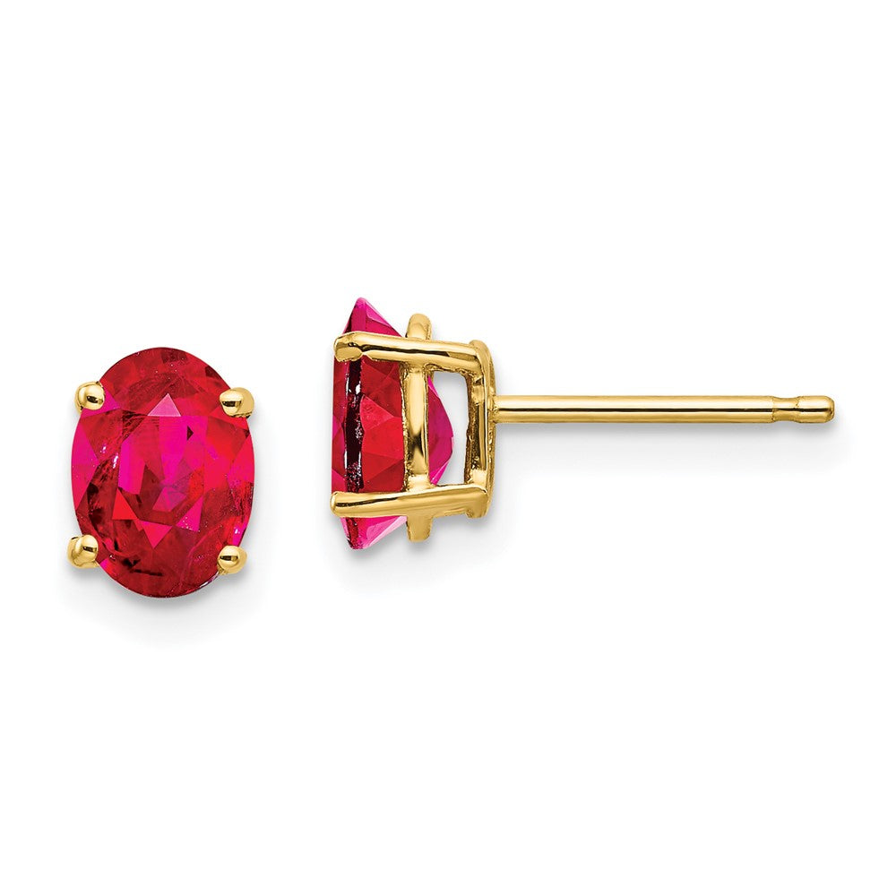 14k Oval Gemstone Earrings. -B Styles