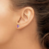 14k White Gold 7x5mm Oval Amethyst Post Earrings