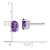 14k White Gold 7x5mm Oval Amethyst Post Earrings