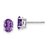 14k White Gold 7x5mm Oval Amethyst Post Earrings