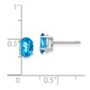 14k White Gold 7x5mm Oval Checker-cut Blue Topaz Post Earrings