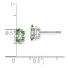14k White Gold 7x5mm Oval Checker-Cut Green Quartz Post Earrings
