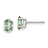 14k White Gold 7x5mm Oval Checker-Cut Green Quartz Post Earrings