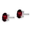 14k White Gold 7x5mm Oval Garnet Post Earrings