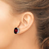 14k White Gold 7x5mm Oval Garnet Post Earrings