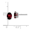 14k White Gold 7x5mm Oval Garnet Post Earrings