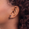 14k White Gold 7x5mm Oval Checker-cut Garnet Post Earrings