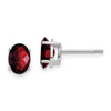 14k White Gold 7x5mm Oval Checker-cut Garnet Post Earrings