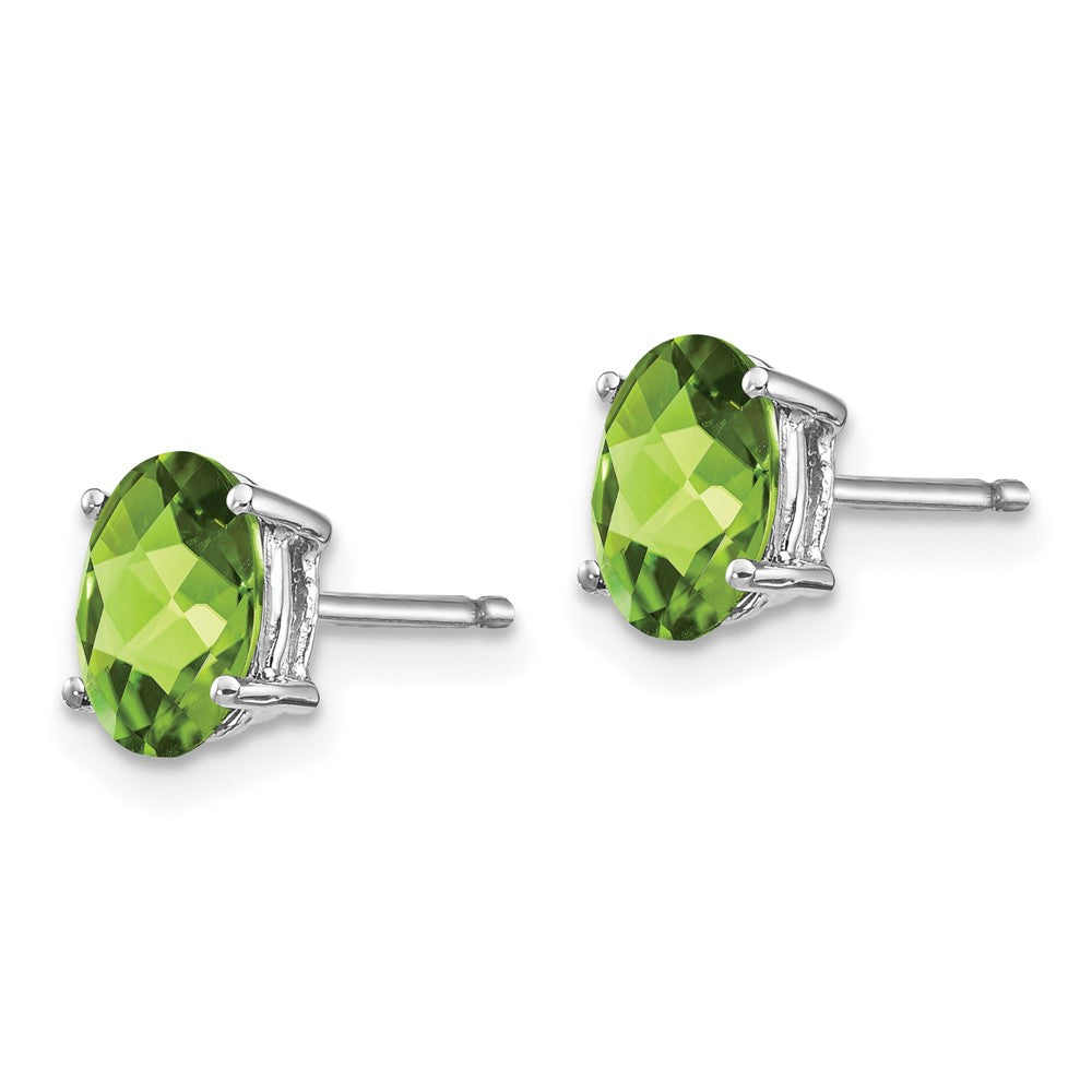 14k White Gold 7x5mm Oval Peridot Post Earrings