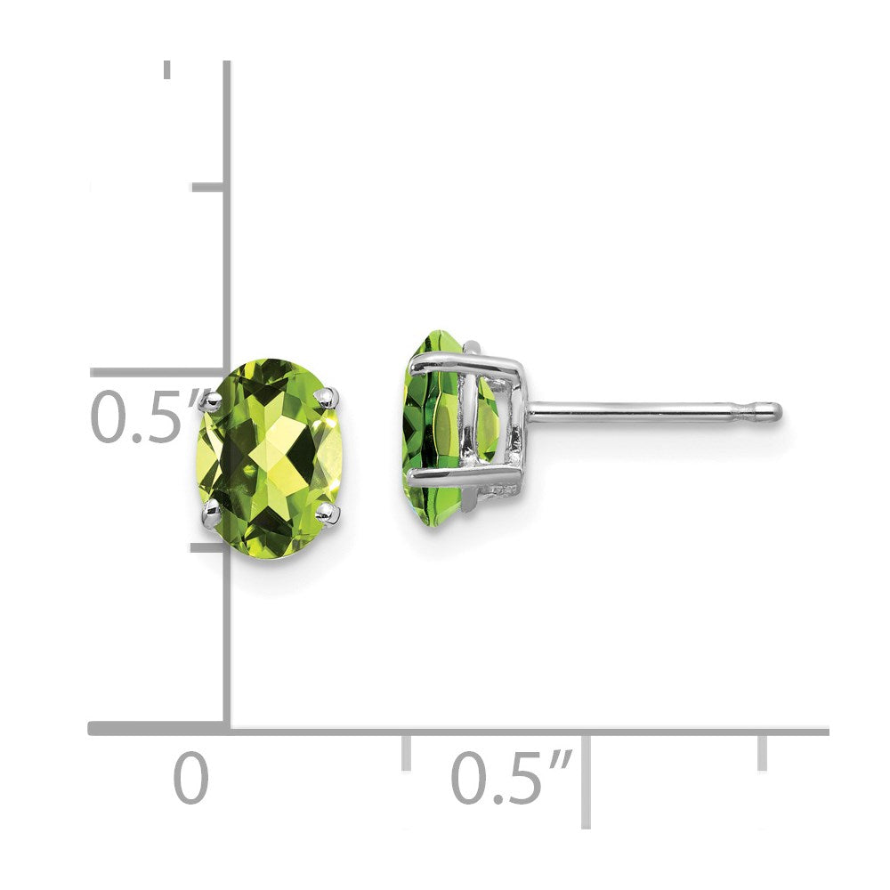 14k White Gold 7x5mm Oval Peridot Post Earrings