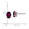 14k White Gold 7x5mm Oval Rhodolite Garnet Stud Earrings