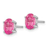 14k White Gold 7x5mm Oval Pink Spinel Post Earrings