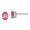 14k White Gold 7x5mm Oval Pink Spinel Post Earrings