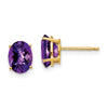 14k 8x6mm Oval Amethyst Checker Earrings