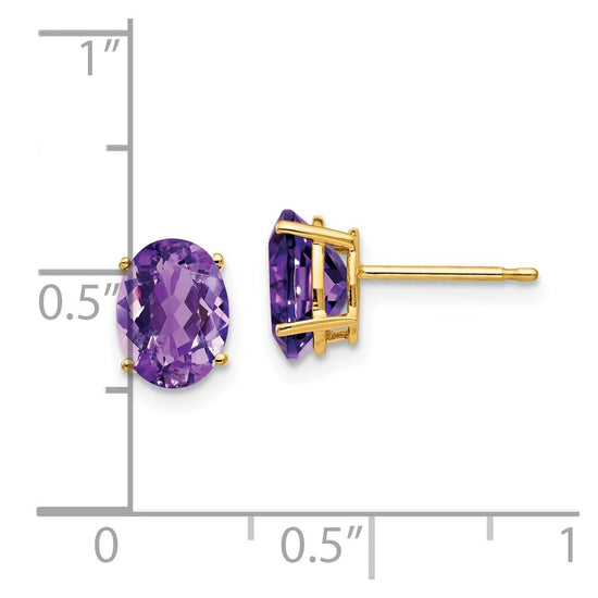 14k 8x6mm Oval Amethyst Post Earrings