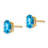 14k 8x6mm Oval Checker-cut Blue Topaz Post Earrings
