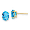 14k 8x6mm Oval Blue Topaz Post Earrings
