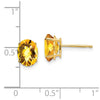 14k 8x6mm Oval Checker-cut Citrine Post Earrings