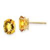 14k 8x6mm Oval Checker-cut Citrine Post Earrings