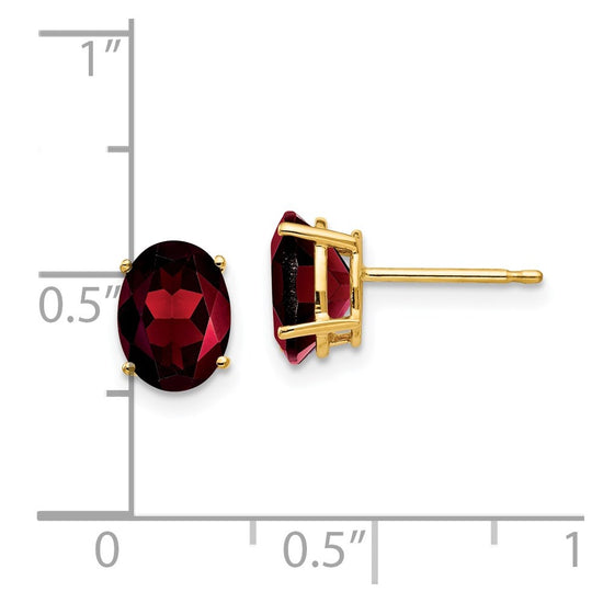 14k 8x6mm Oval Garnet Post Earrings