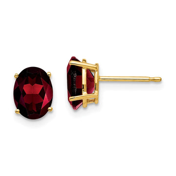 14k 8x6mm Oval Garnet Post Earrings