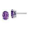 14k White Gold 8x6mm Oval Amethyst Post Earrings