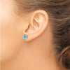 14k White Gold 8x6mm Oval Blue Topaz Post Earrings