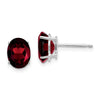 14k White Gold 8x6mm Oval Garnet Post Earrings