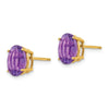 14k 9x7mm Oval Amethyst Post Earrings