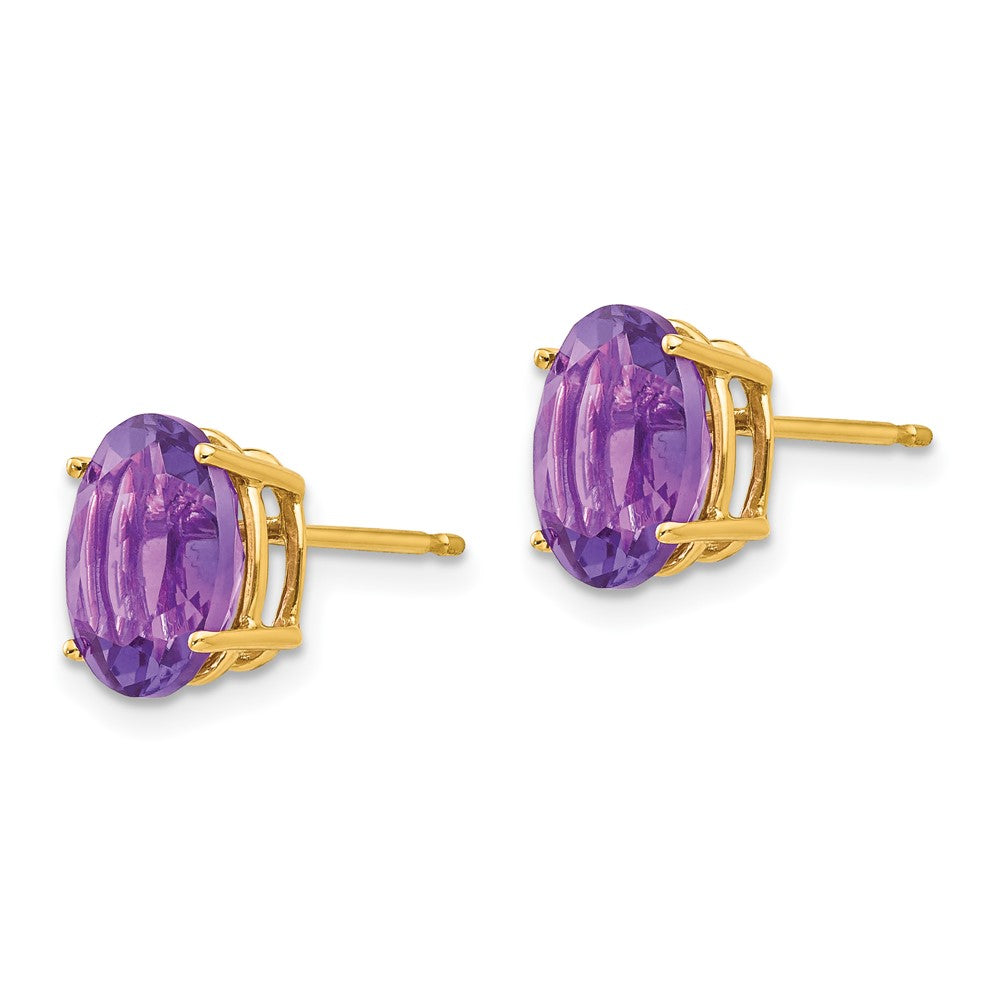 14k 9x7mm Oval Amethyst Post Earrings