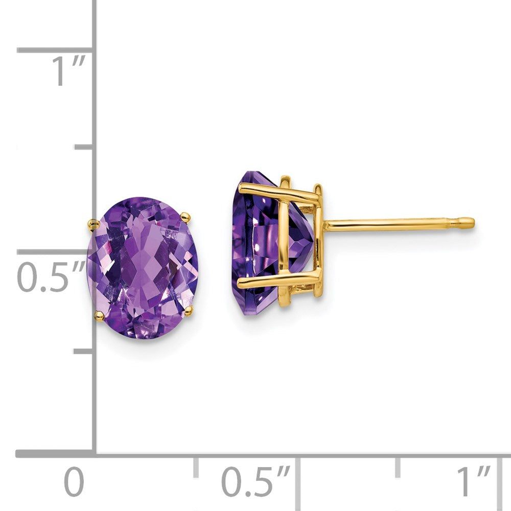 14k 9x7mm Oval Amethyst Post Earrings