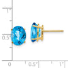 14k 9x7mm Oval Checker-cut Blue Topaz Post Earrings