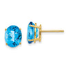 14k 9x7mm Oval Checker-cut Blue Topaz Post Earrings