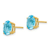 14k 9x7mm Oval Blue Topaz Post Earrings