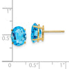 14k 9x7mm Oval Blue Topaz Post Earrings